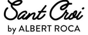 Logotipo con la palabra “Sant Croi” en cursiva encima de “by ALBERT ROCA” en mayúsculas, reflejando la pasión por la pastelería creativa y la restauración de experiencias gourmet.