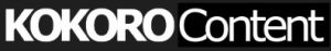 La imagen muestra el logotipo "KOKORO Content" en letras blancas en negrita sobre un fondo negro, lo que refleja creatividad y estilo, perfecto para eventos como team building en Barcelona o para exhibir las delicias de la pastelería creativa.