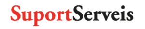 Logotipo de Suport Serveis con 'Suport' en rojo y 'Serveis' en negro, ambos en fuente serif sobre fondo blanco, ideal para empresas especializadas en gastronomía gourmet o experiencias de team building en Barcelona.